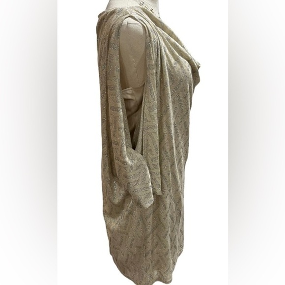 Nine & Co Ladies Dress Beige Silver Grey Dolman Cold Shoulder Cowl Neck 10 - Picture 14 of 15